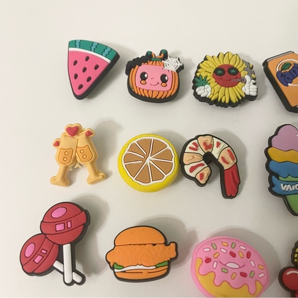 Croc Charms Lot of 34 Assorted Food Charms Donut Watermelon Burger - Picture 2 of 16
